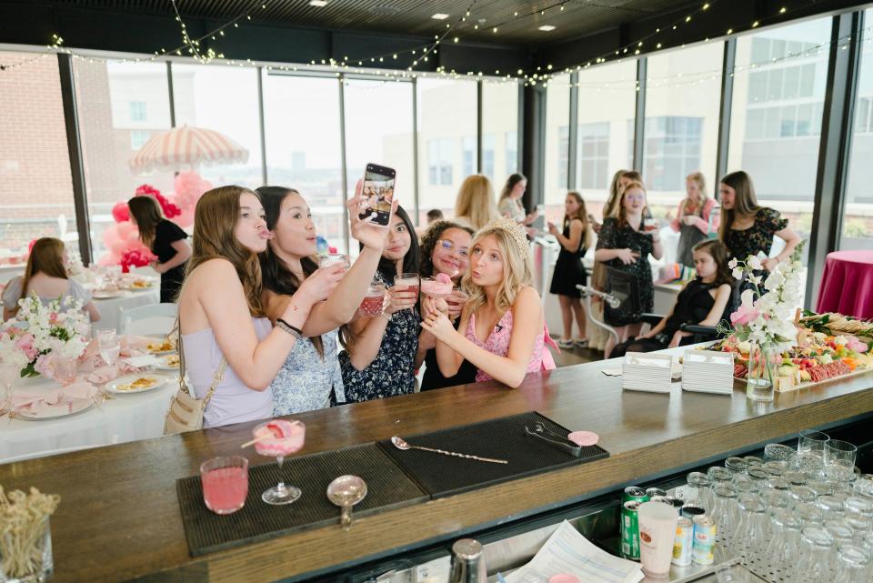 "My friends have always supported me. I'm so thankful for them," says Evelyn, sipping a strawberry shortcake-flavored mocktail.