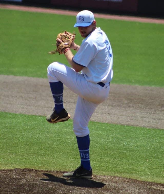 Brad Lord pitches in a game this summer. Tallahassee Post 13 is chasing a fifth straight American Legion state title, which would be an all-time record in Florida.