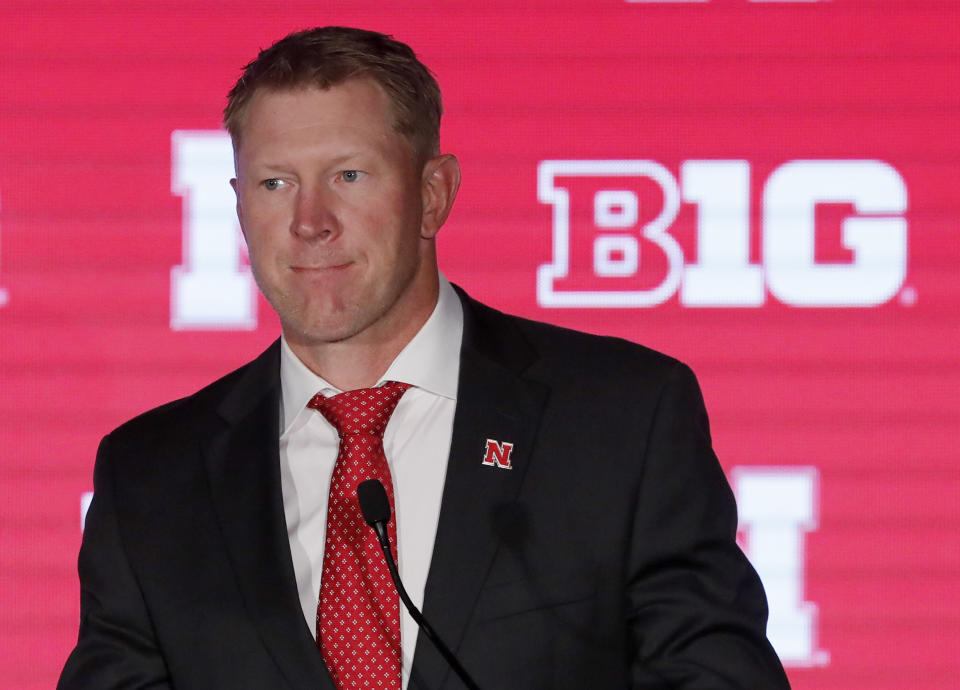 Nebraska head coach Scott Frost listens to a question during the Big Ten Conference college football media days on July 18, 2019. (AP)