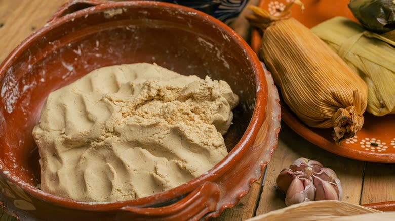 corn dough prepared for making tamales