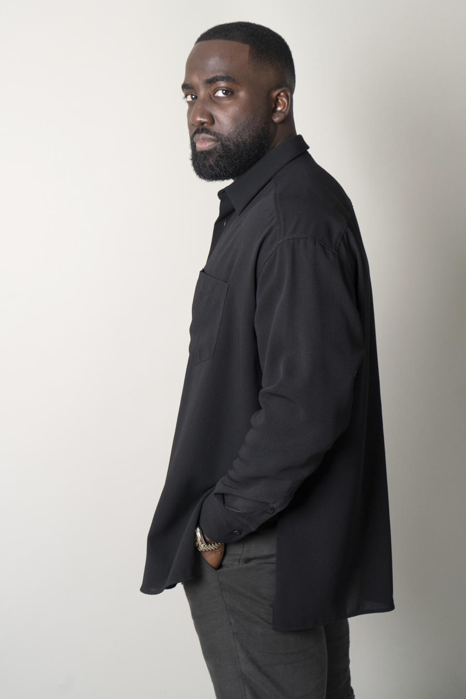 Shamier Anderson poses for a portrait in New York on March 15, 2023, to promote his film “John Wick: Chapter 4." (AP Photo/Gary Gerard Hamilton)