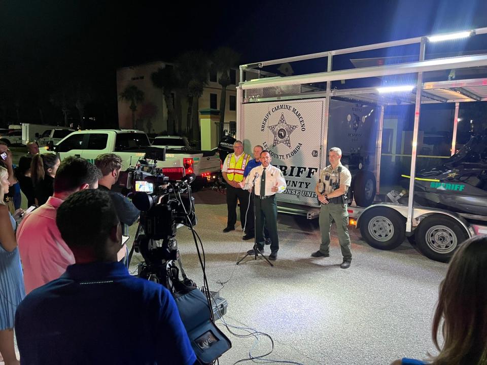 Lee County Sheriff Carmine Marceno addresses a news conference during a search for missing student Graham McGrath (Lee County Sheriff’s Office)