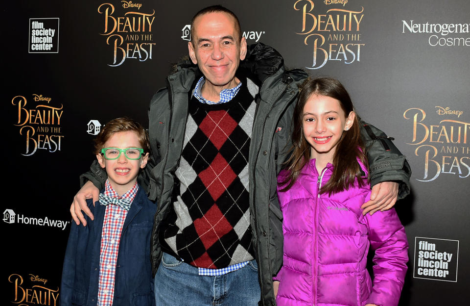 <p>The father of two took son Max and daughter Lily to the N.Y.C. screening of <em>Beauty and the Beast</em> at Alice Tully Hall in March 2017.</p>