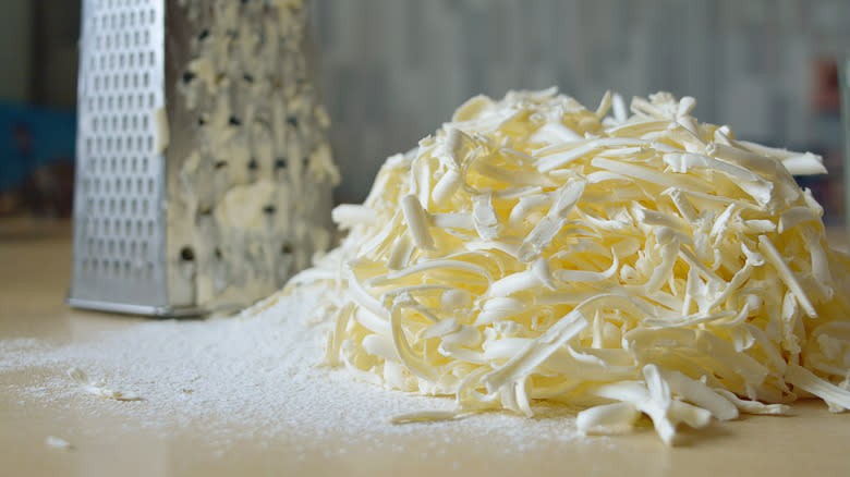 Grated butter on countertop