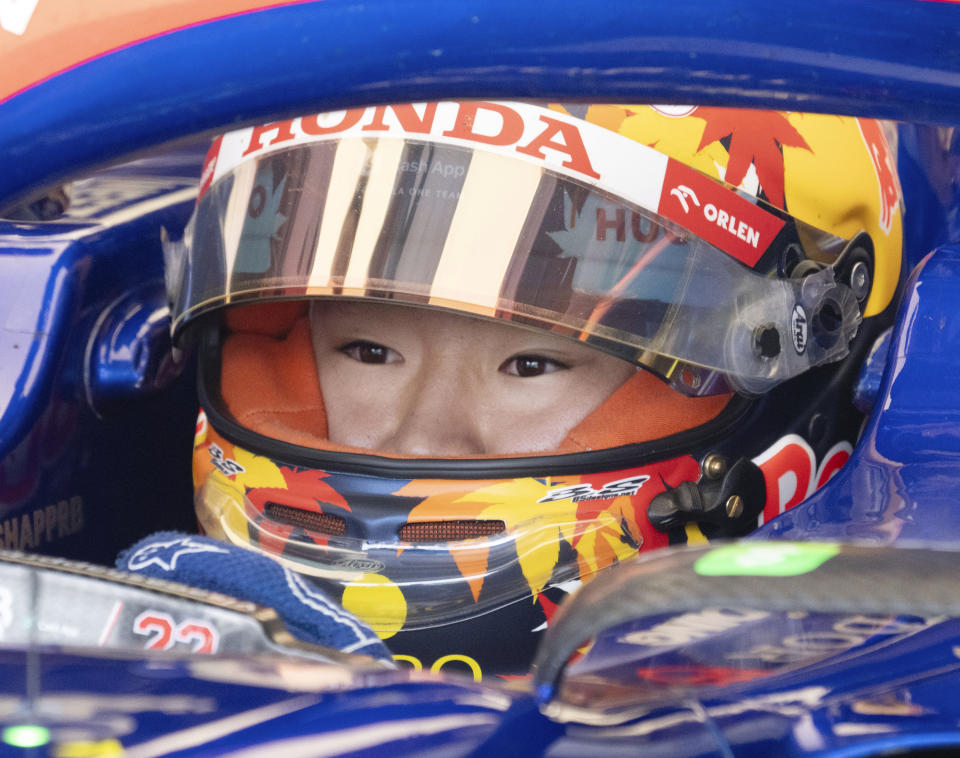 Team RB driver Yuki Tsunoda, of Japan, gets ready for the third practice session at the Formula 1 Canadian Grand Prix auto race Saturday, June 8, 2024 in Montreal. (Ryan Remiorz /The Canadian Press via AP)