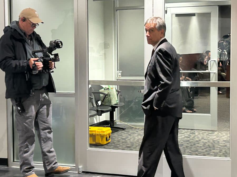 Members of the media entering court for the opening statements of the Kaitlin Armstrong murder trial on Wednesday, Nov. 1, 2023. (KXAN Photo/Frank Martinez)