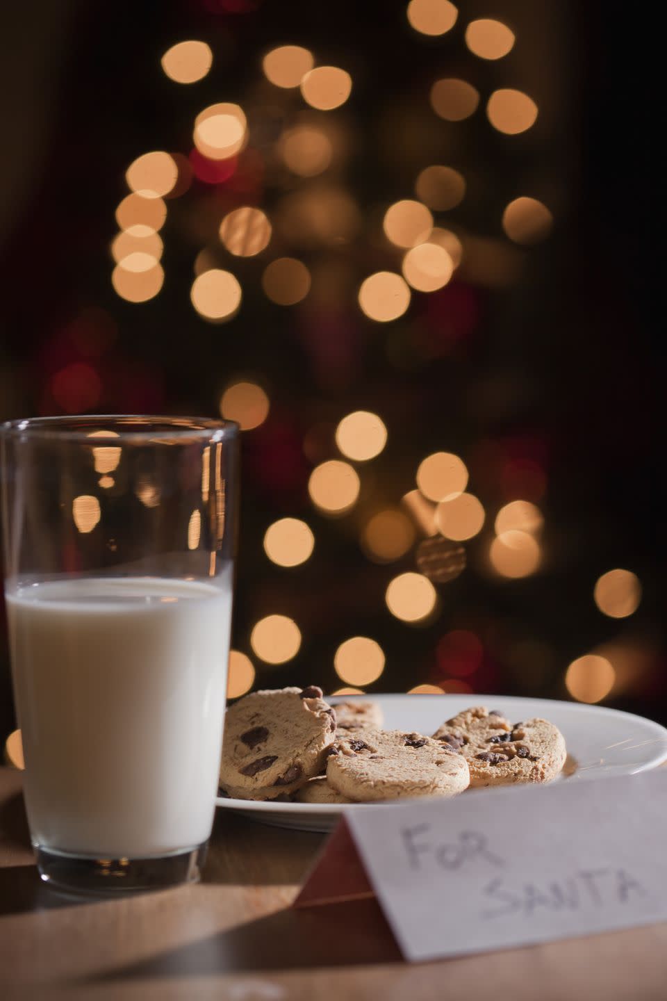 glass of milk and plate of cookies for santa