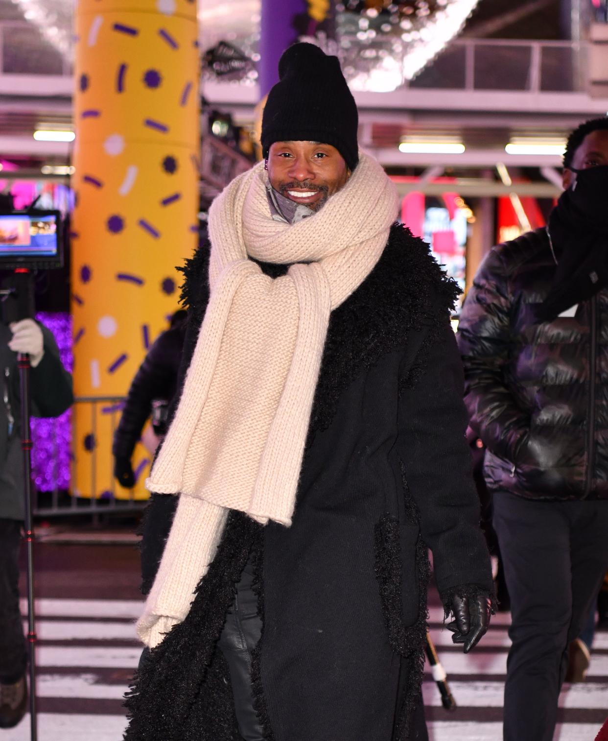 Billy Porter rehearses for New Year's Eve 2021 in Times Square on Dec. 29, 2020, in New York City.