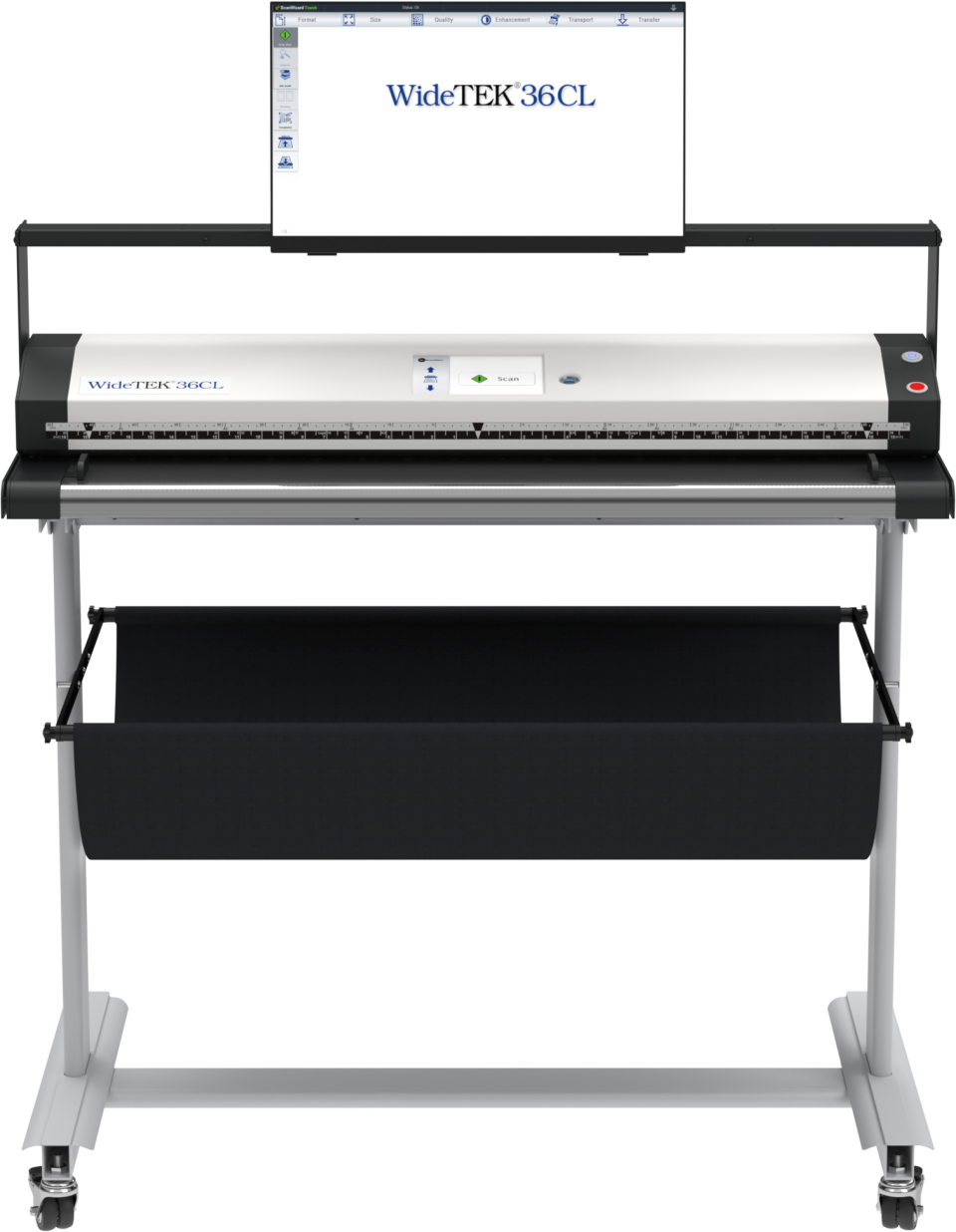 Image Access WideTEK® 36CL CIS scanner with monitor with mounting bridge