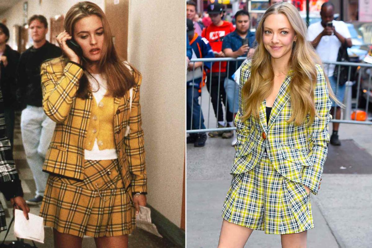 Amanda Seyfried Channels Cher from 'Clueless' in Yellow Plaid Short Suit  While Out in New York City