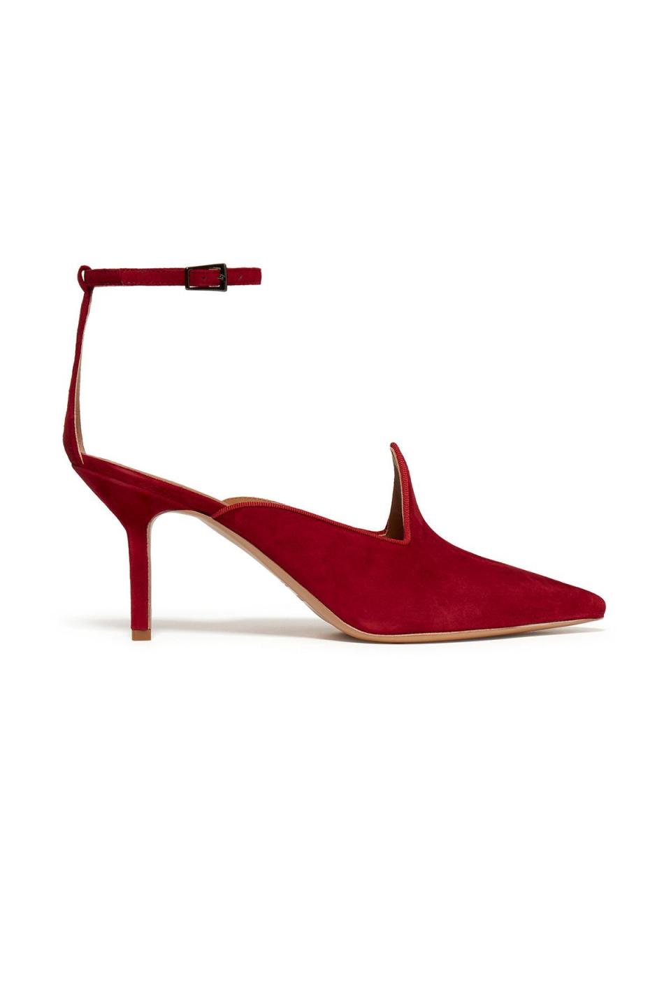 Cat Heel in Dark Red Suede