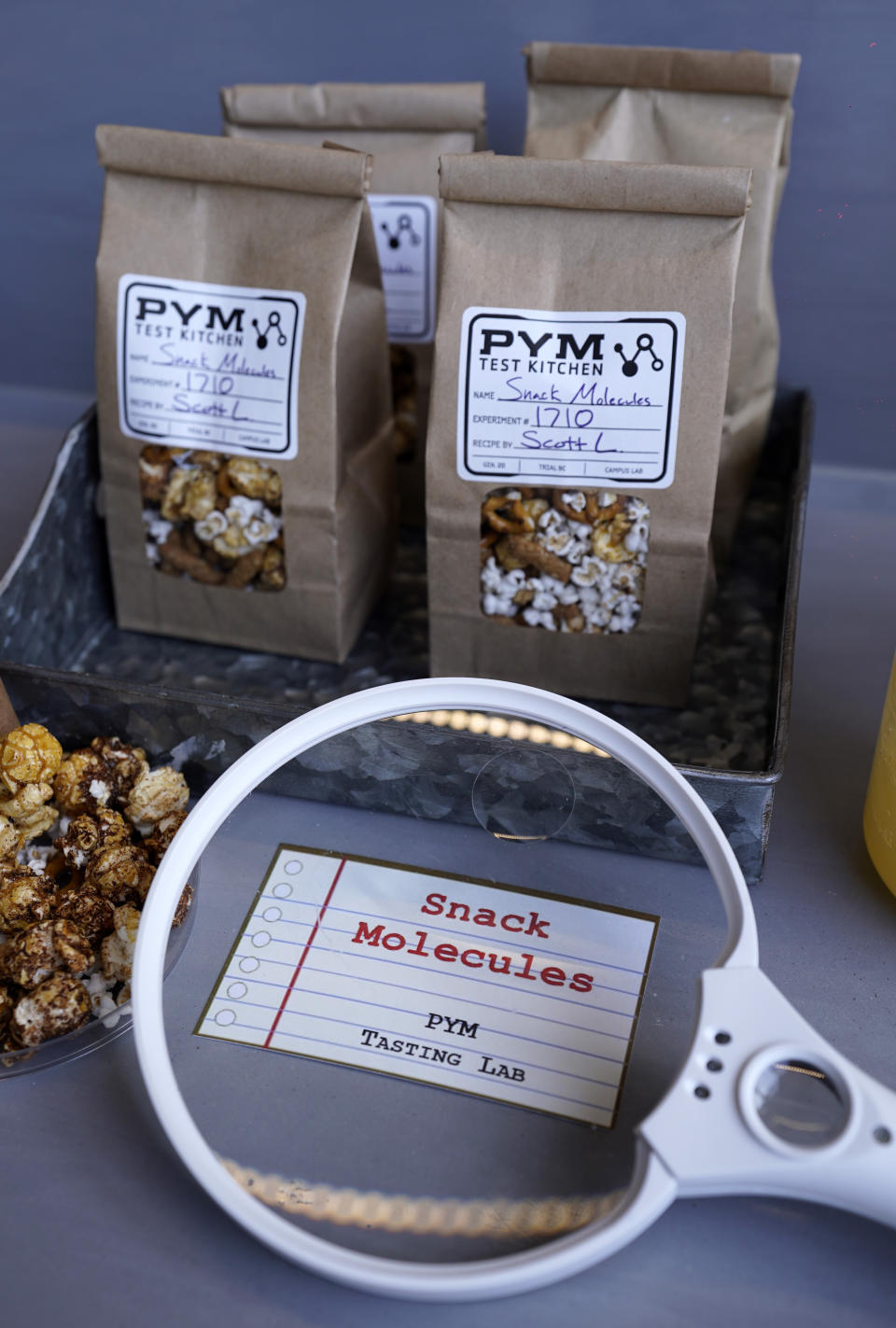 Snack Molecules from the PYM Tasting Lab appear at the Avengers Campus media preview at Disney's California Adventure Park on Wednesday, June 2, 2021, in Anaheim, Calif. (AP Photo/Chris Pizzello)