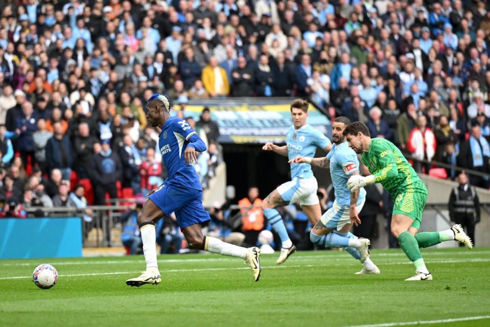 Nicolas Jackson was hugely wasteful in front of goal on a number of occasions (The FA via Getty Images)