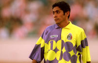 The Mexico shot-stopper renowned for his dazzling shirts and prowess as a striker still cant believe FIFA banned goalkeepers from playing outfield