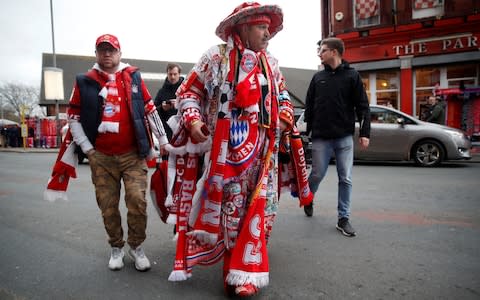 Bayern Munich fans outside the stadium before the match - Credit: REUTERS