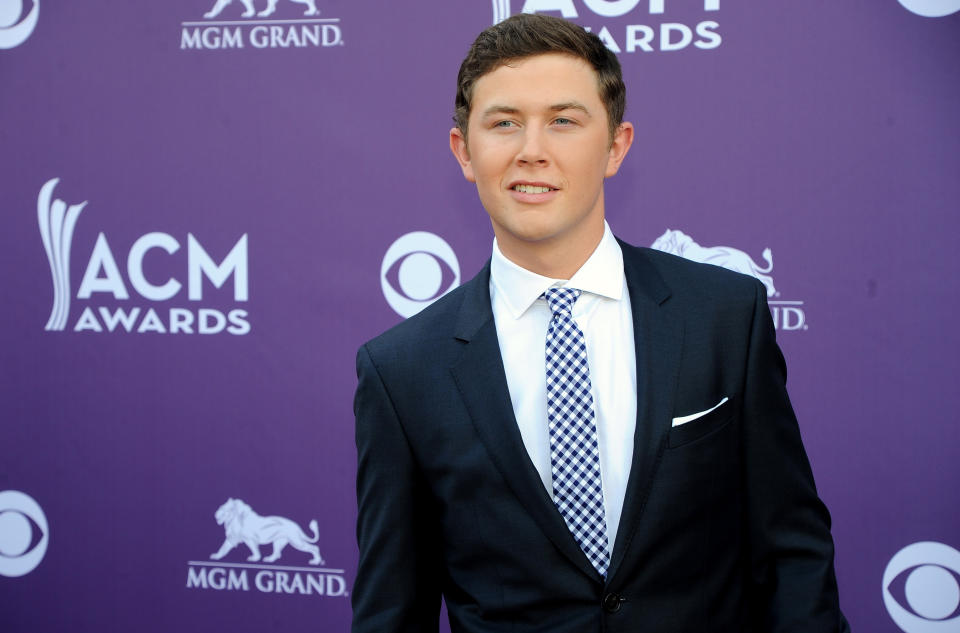 Musician Scotty McCreery arrives at the 48th Annual Academy of Country Music Awards at the MGM Grand Garden Arena in Las Vegas on Sunday, April 7, 2013. (Photo by Al Powers/Invision/AP)