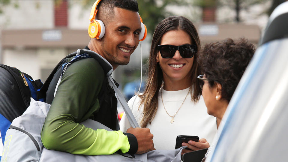 Nick Kyrgios and Ajla Tomljanovic at the 2016 US Open. (Photo by Jean Catuffe/GC Images)