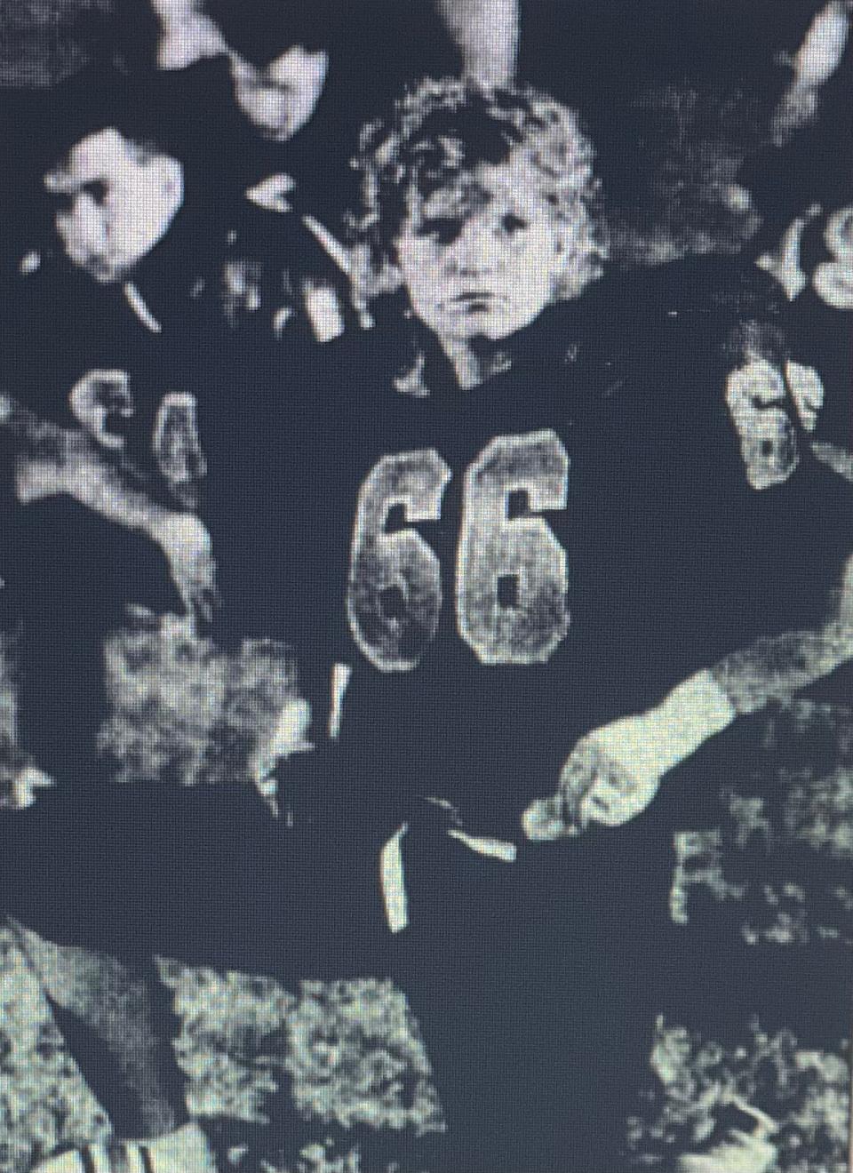 Kathleen Trumbo in 1989 as she knelt, ready to start varsity for Corydon Central High.