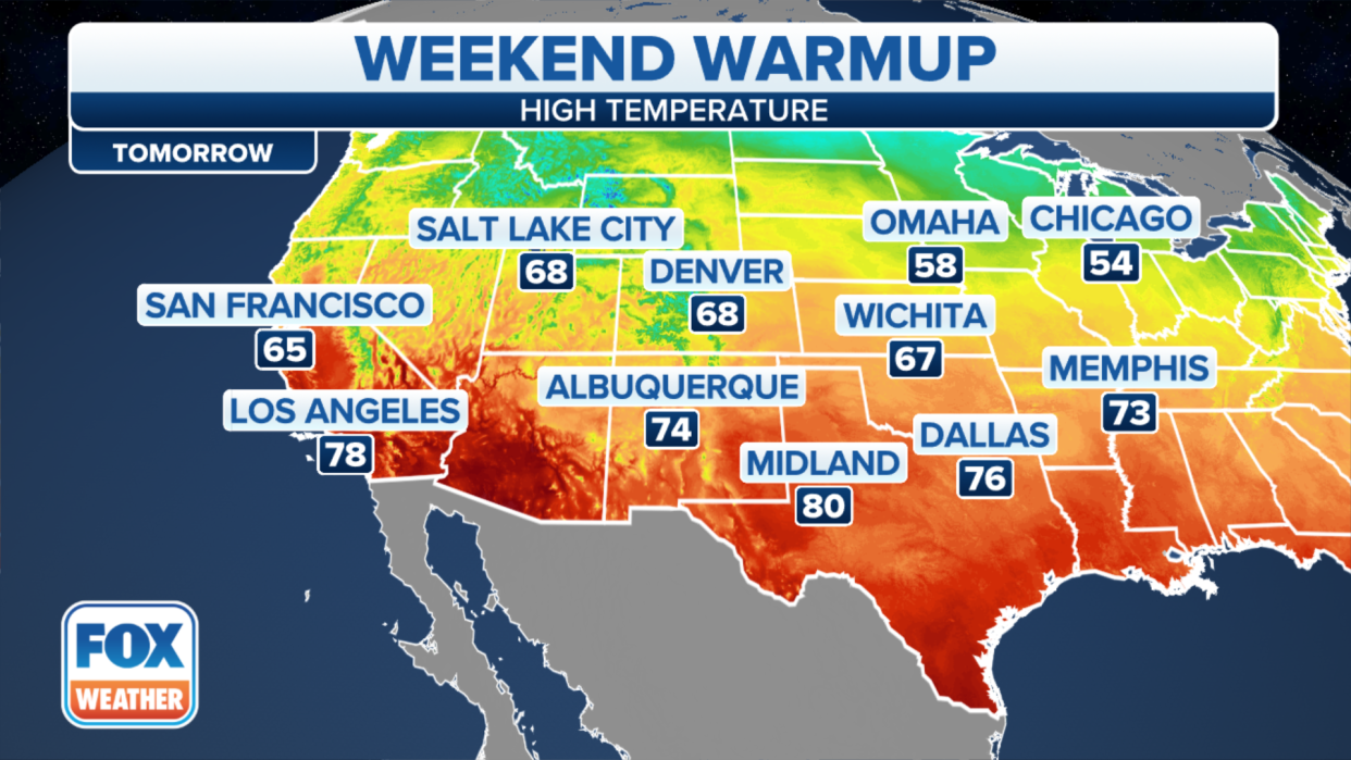 Here's a look at the forecast highs for Saturday, November 4, 2023.
(FOX Weather)