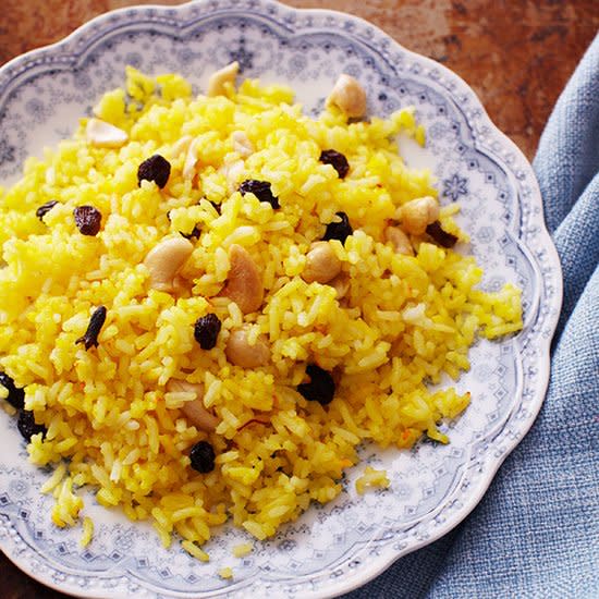 Saffron Rice with Cashews and Raisins