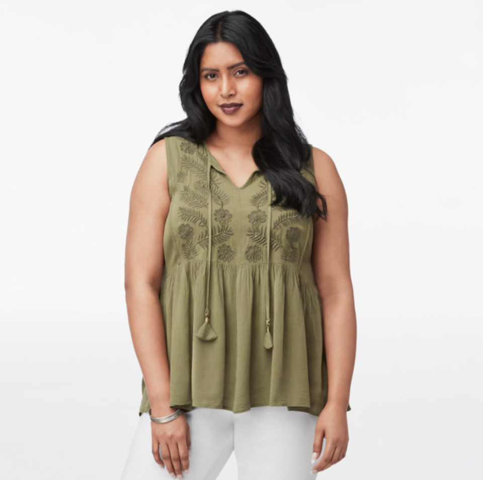 Sleeveless Embroidered Peplum Blouse (Photo via Northern Reflections)