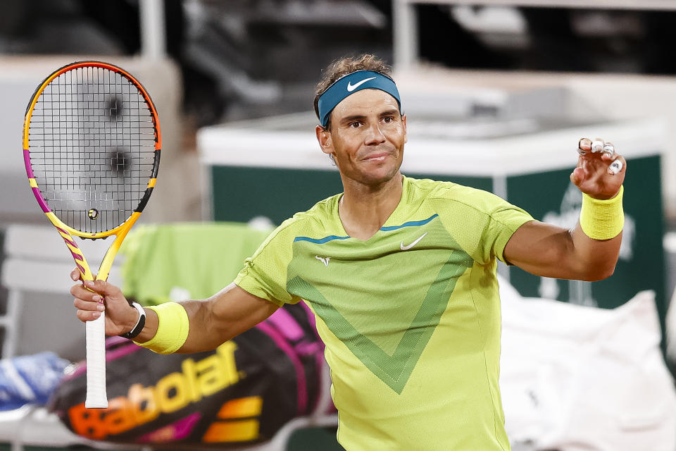 Rafa Nadal, pictured here celebrating after beating Novak Djokovic at the French Open.