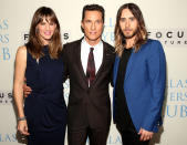 <p>Leto returns to the big screen after a four-year absence in the award-winning film <em>“Dallas Buyers Club.”</em> He poses at the premiere with co-stars Jennifer Garner and Matthew McConaughey in 2013. (Photo: Chris Polk/Getty Images)</p>
