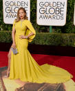 <p>J.Lo kann nicht nur sexy, sondern auch ladylike. Bei den Golden Globes in Beverly Hills führte sie eine atemberaubende Cape-Robe in Gelb von Designer Giambattista Valli vor. Das Styling komplettierte sie mit einer eleganten Frisur und funkelndem Diamantschmuck. (Bild: AP Photo) </p>