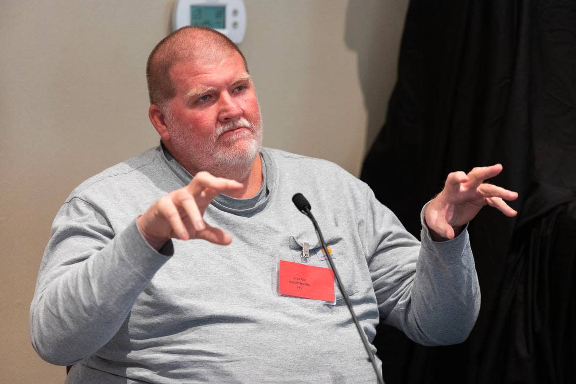 Roger Dale Davis Jr. testifies about his experience cleaning dog kennels during Alex Murdaugh’s trial for murder at the Colleton County Courthouse on Tuesday, Feb. 14, 2023. Joshua Boucher/The State/Pool