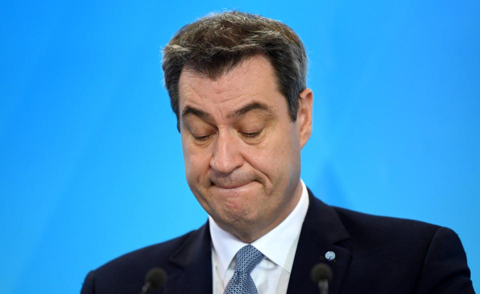 Bavarian State Premier Markus Soeder addresses news conference to update on coronavirus COVID 19 measures for Bavaria in Munich, Germany, March 13, 2020.    REUTERS/Andreas Gebert