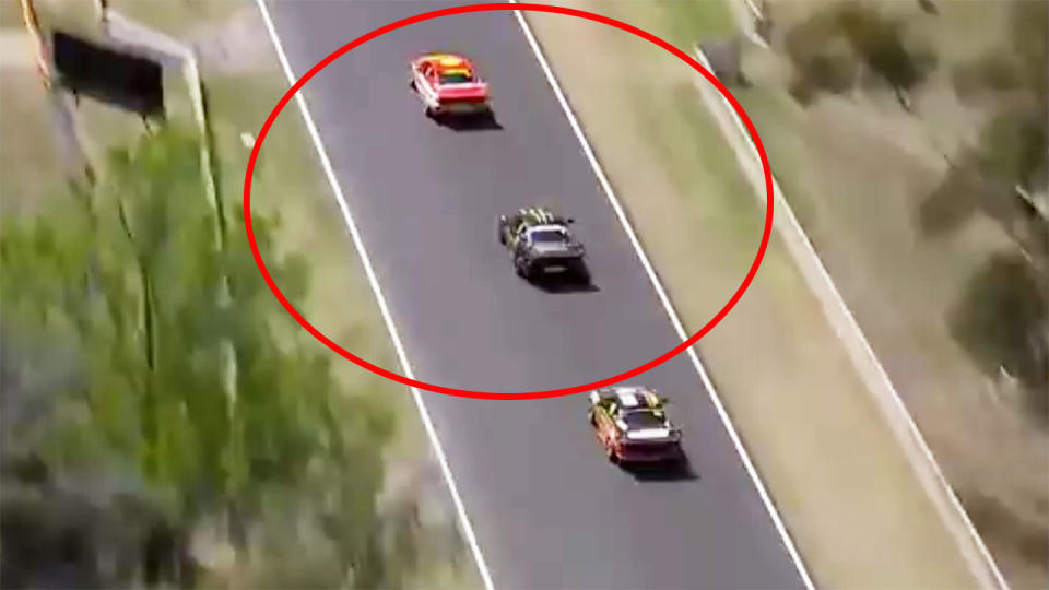 Alex Premat and Cam Waters, pictured here battling for the lead in the Bathurst 1000.