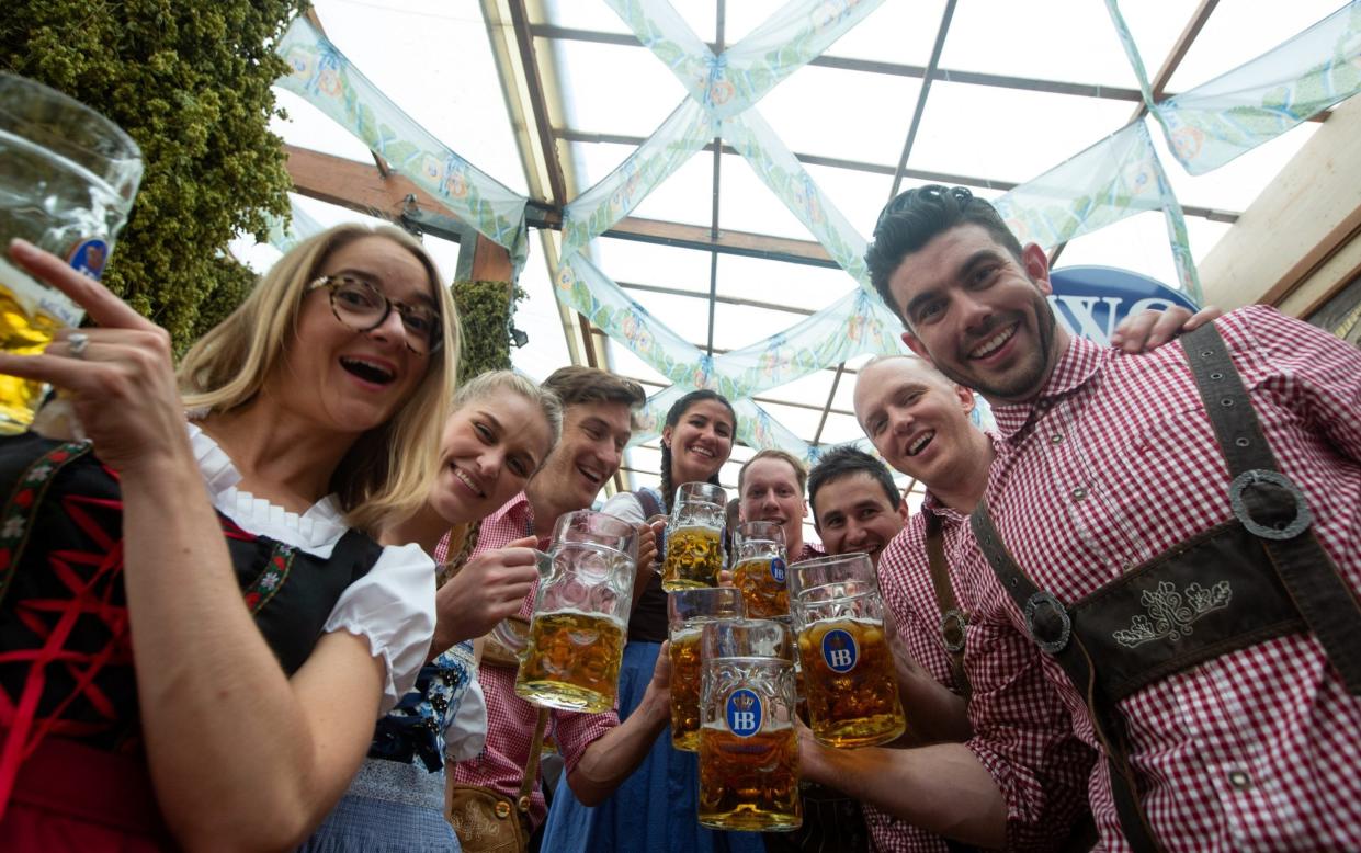 Revellers at Oktoberfest in Munich