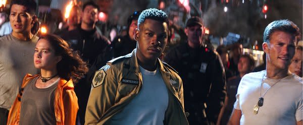 Scott Eastwood and John Boyega in Pacific Rim Uprising. (Credit: Legendary Pictures/Universal Pictures)