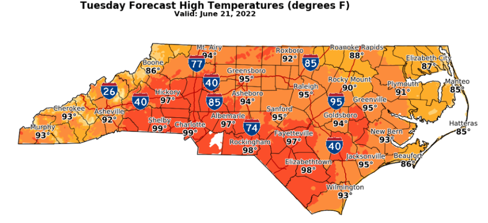 Temperatures in the Cape Fear region will climb back above normal by midweek.