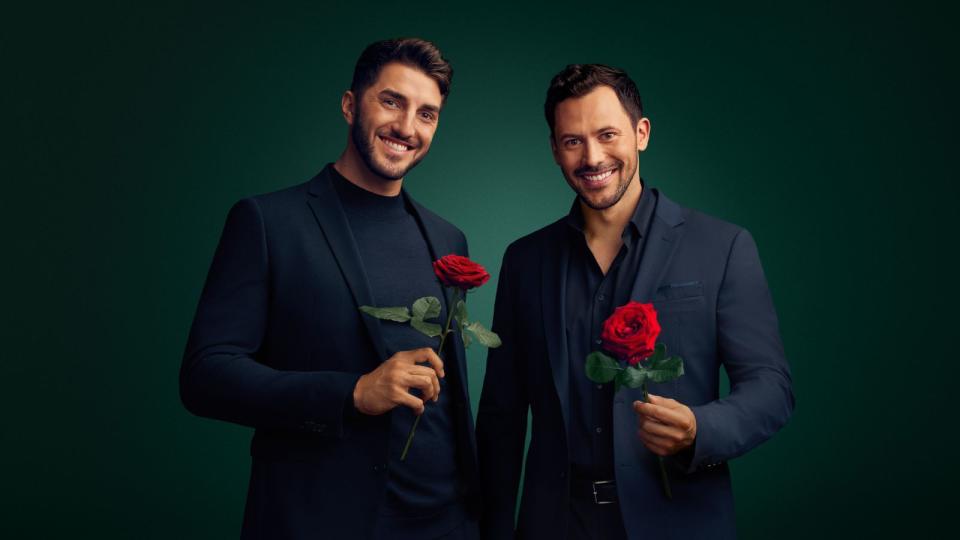 Dating im Doppelpack: Dennis Gries und Sebastian Klaus sind "Die Bachelors". (Bild: RTL / Benno Kraehahn)