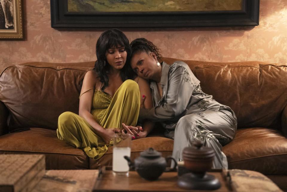 Meagan Good and Debbi Morgan in Tyler Perry’s Divorce in the Black.