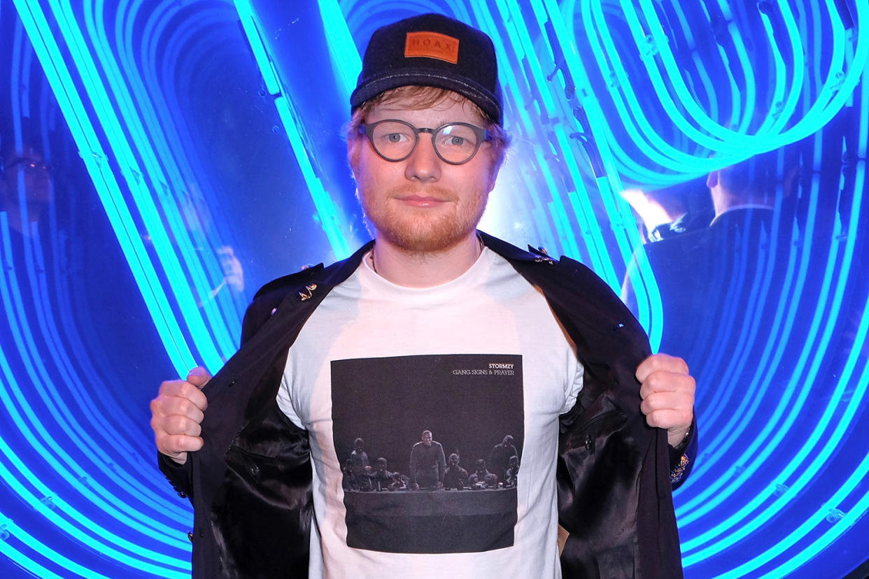 BFFs: Ed Sheeran wore a Stormzy t-shirt and Stormzy wore an Ed Sheeran t-shirt at BRITs after-party: Dave Benett