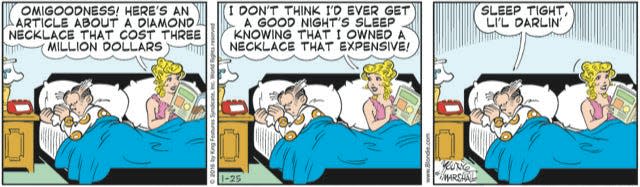"Blondie" by Dean Young features married couple Dagwood and Blondie Bumstead navigating their daily lives.