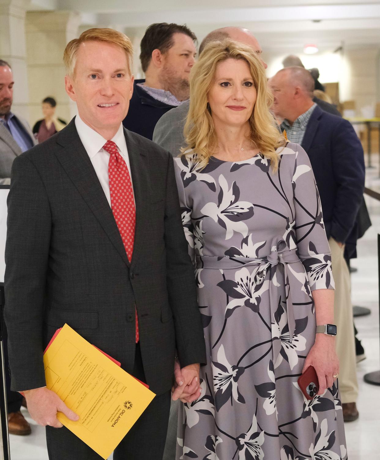 U.S. Sen. James Lankford is pictured April 13 with his wife, Cindy, during candidate filing at the Capitol.