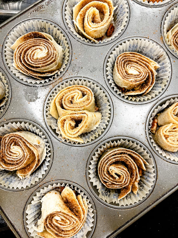 Baking tortilla cinnamon rolls<p>Courtesy of Jessica Wrubel</p>