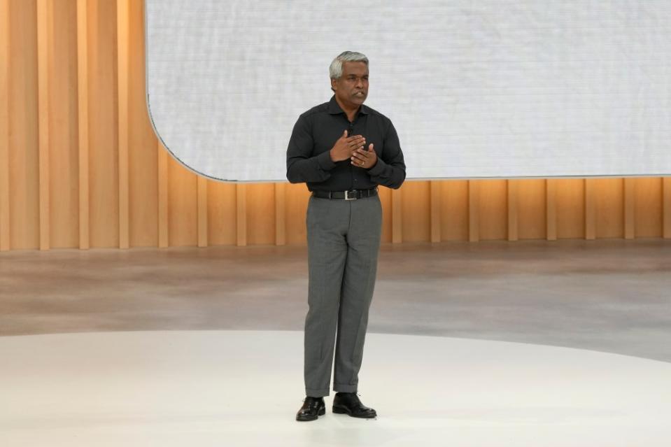 Kurian’s office is based in Google Cloud headquarters in Sunnyvale, Calif. Kurian is seen above in May 2023. AP