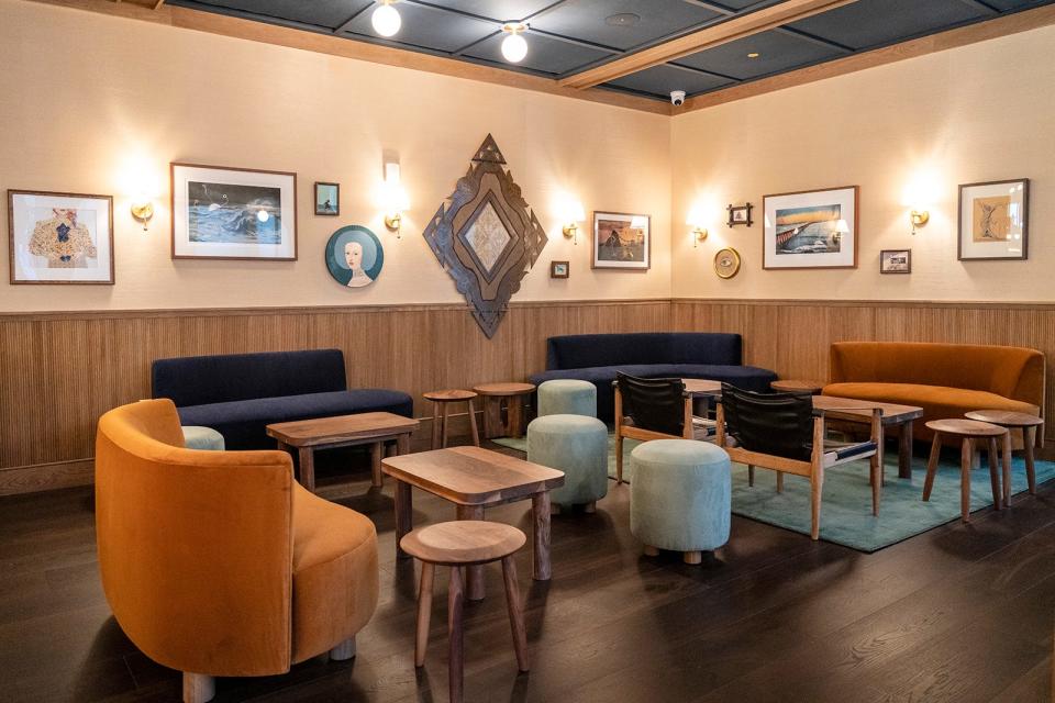 The lounge area at Uchiba features a whimsical mix of vintage and new pieces meant to give the space a personal and lived-in feel.