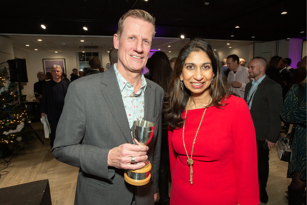 Christian Adams was presented with his award by Suella Braverman  (Jampondphotography )