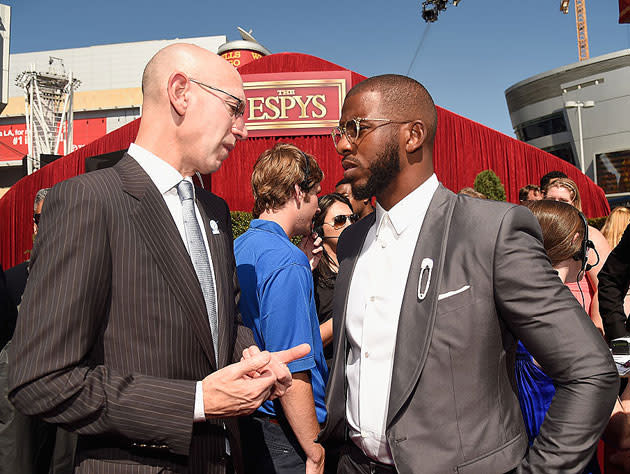 Adam Silver and lead players' rep Chris Paul. (Getty Images)