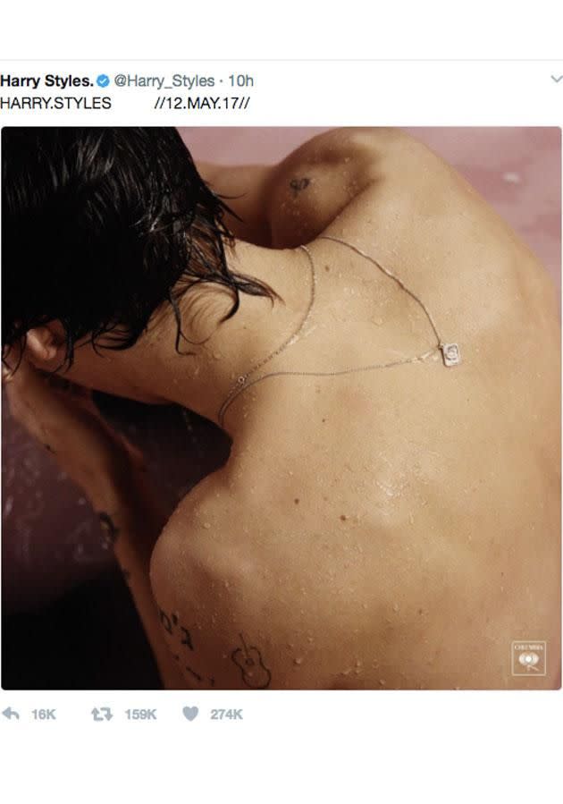 Harry tweeted this very naked album cover. Source: Twitter