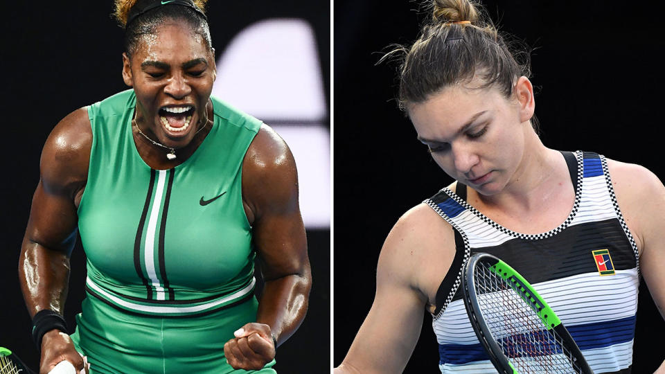 Serena Williams has knocked world No.1 Simona Halep out of the Australian Open. Pic: Getty