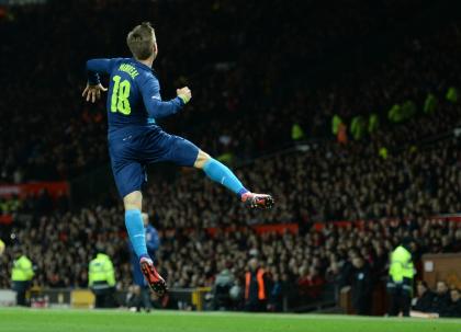 Nacho Monreal celebrates his opening goal. (AFP)