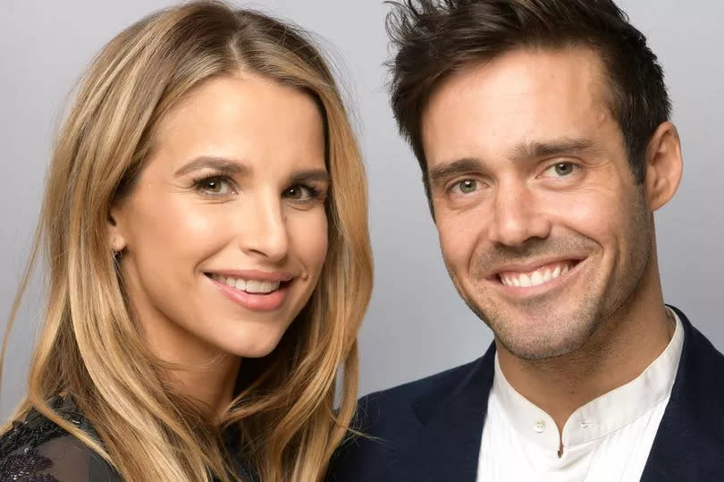 BOREHAMWOOD, ENGLAND - NOVEMBER 16:  Vogue Williams (L) and Spencer Matthews pose for a portrait backstage at BBC Children In Need's 2018 appeal night at Elstree Studios on November 16, 2018 in Borehamwood, England. (Photo by Dave J Hogan/Dave J Hogan/Getty Images)