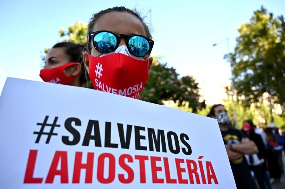 Una manifestación en España a favor del rescate de la industria hotelera