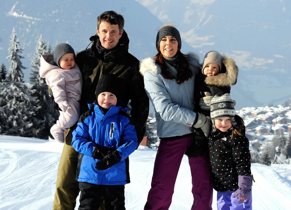 <p>The Danish royal family enjoy a ski vacation in February 2012 in Verbier, Switzerland.</p>